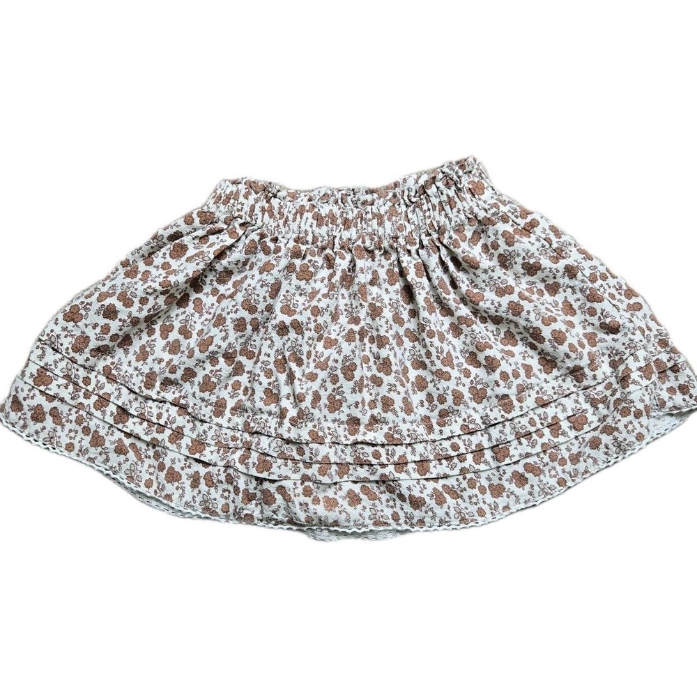 Rylee + Cru Mini Skirt Brown Floral Pull On Sz‎ 4-5